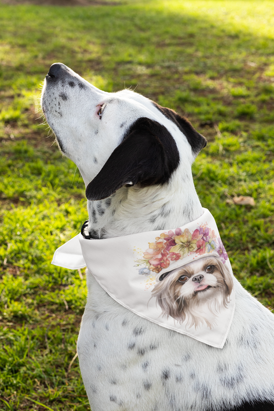 Shih Tzu With Flower Hat Pet Bandana