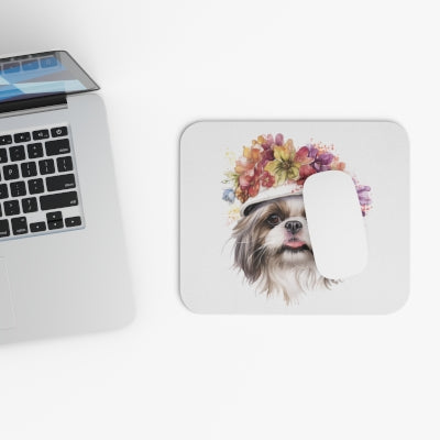 Shih Tzu With Flower Hat Mouse Pad