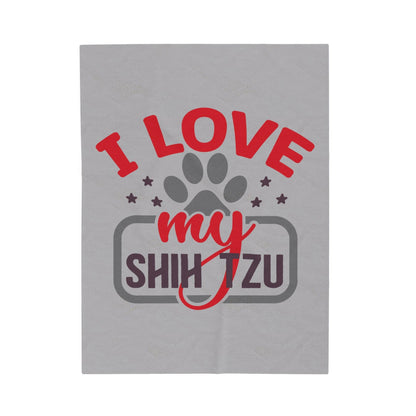 I Love My Shih Tzu Velveteen Plush Blanket - Shih Tzu Gifts