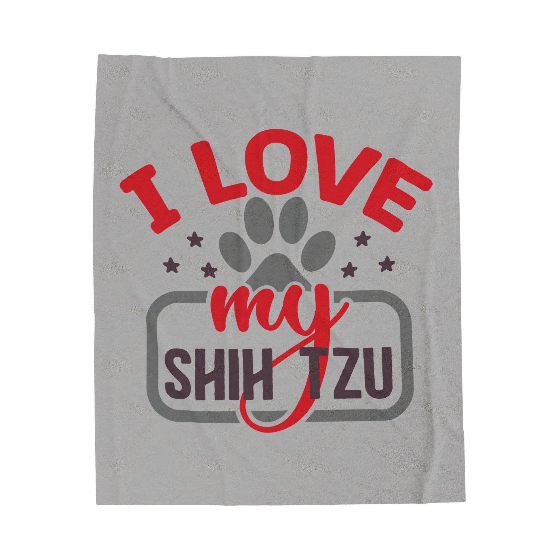 I Love My Shih Tzu Velveteen Plush Blanket - Shih Tzu Gifts