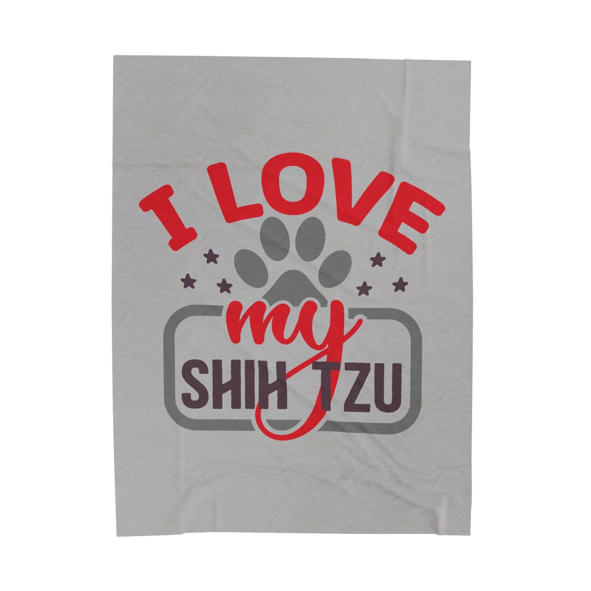 I Love My Shih Tzu Velveteen Plush Blanket - Shih Tzu Gifts