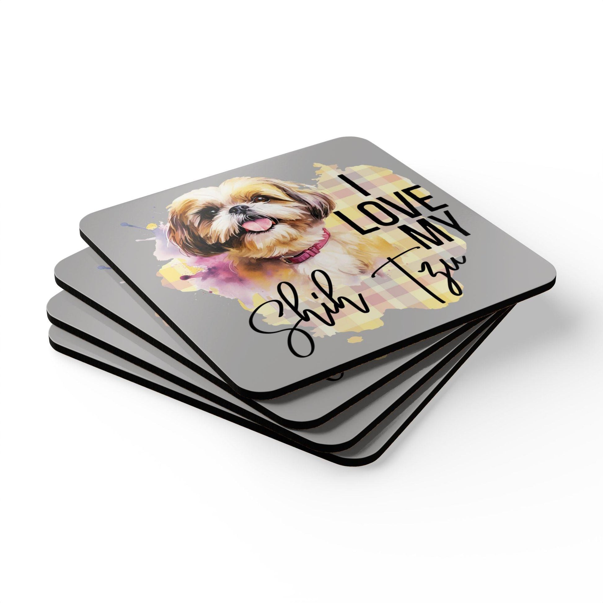 I Love My Shih Tzu Corkwood Coaster Set - Shih Tzu Gifts