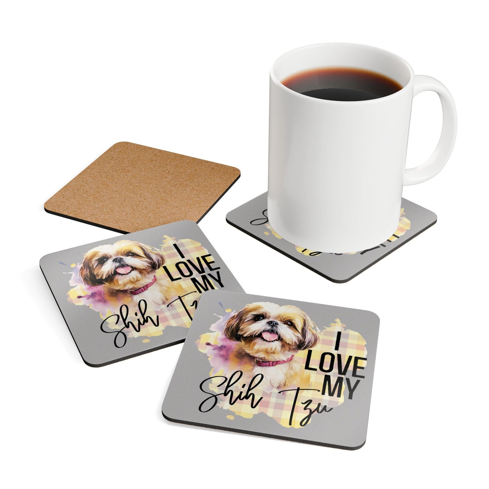 I Love My Shih Tzu Corkwood Coaster Set - Shih Tzu Gifts