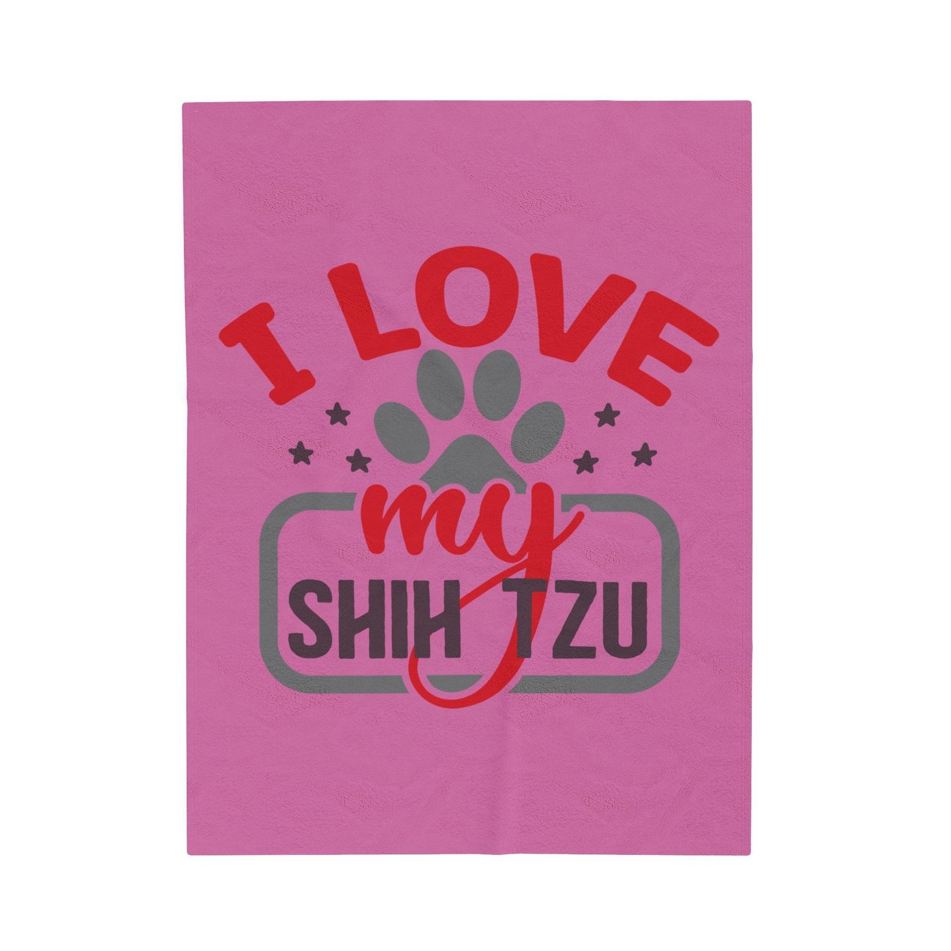 I Love My Shih Tzu Velveteen Plush Blanket - Shih Tzu Gifts