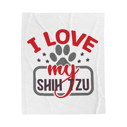 I Love My Shih Tzu Velveteen Plush Blanket - Shih Tzu Gifts