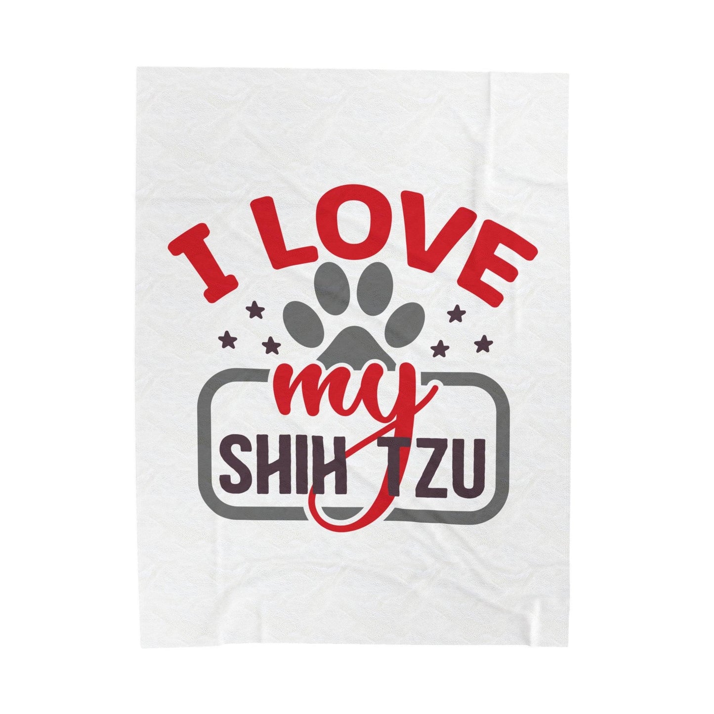 I Love My Shih Tzu Velveteen Plush Blanket - Shih Tzu Gifts