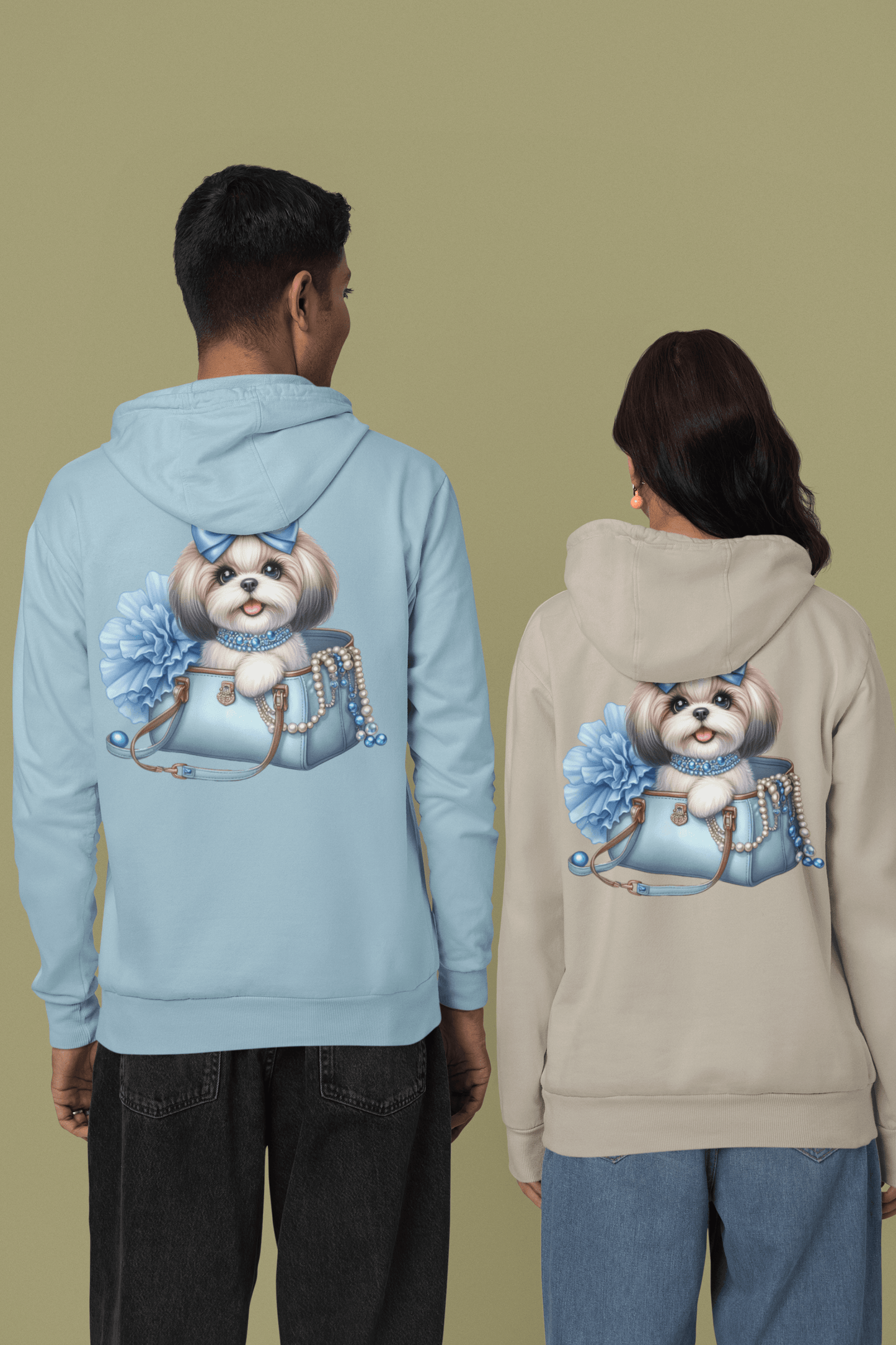 Blue Bow Shih Tzu Hooded Sweatshirt - Shih Tzu Gifts