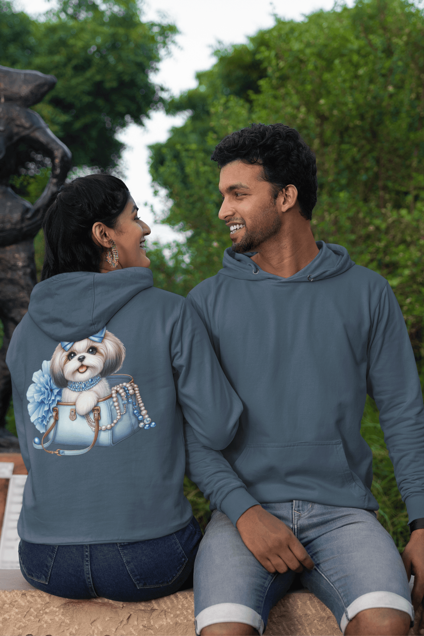 Blue Bow Shih Tzu Hooded Sweatshirt - Shih Tzu Gifts