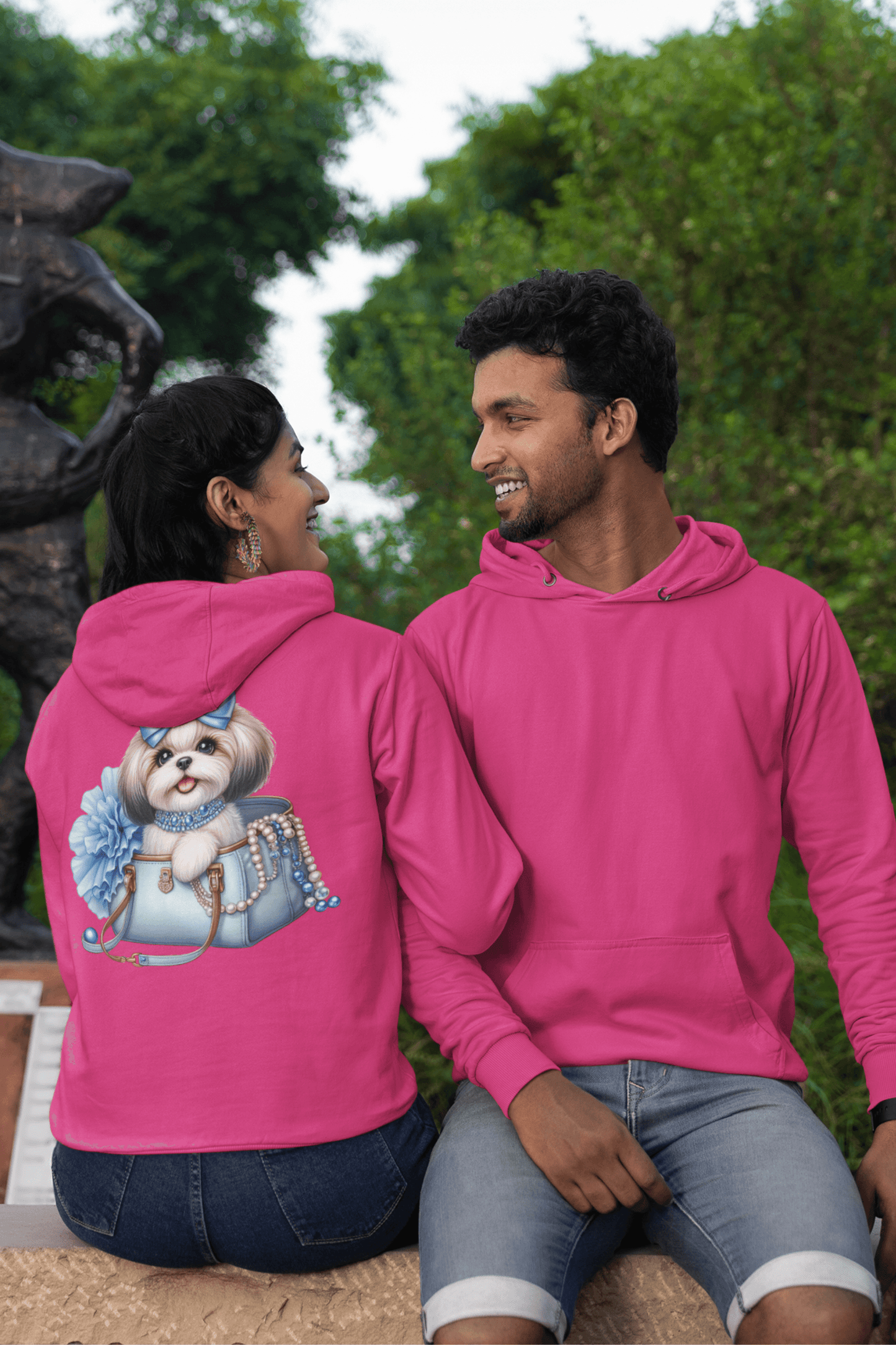 Blue Bow Shih Tzu Hooded Sweatshirt - Shih Tzu Gifts