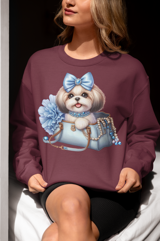 Blue Bow Shih Tzu Sweatshirt