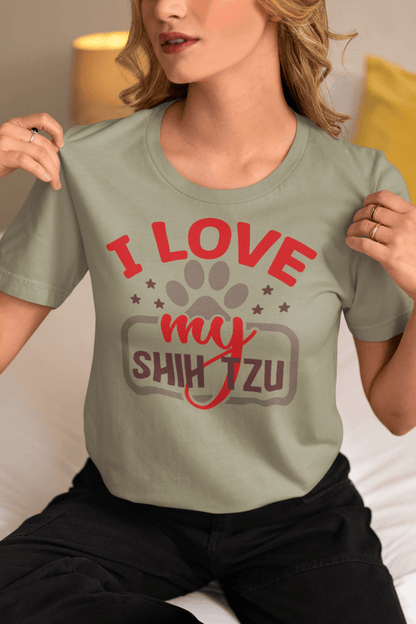 I Love My Shih Tzu with Paw T-Shirt - Perfect for Shih Tzu Dog Lovers - Shih Tzu Gifts