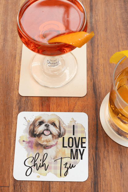 I Love My Shih Tzu Corkwood Coaster Set - Shih Tzu Gifts