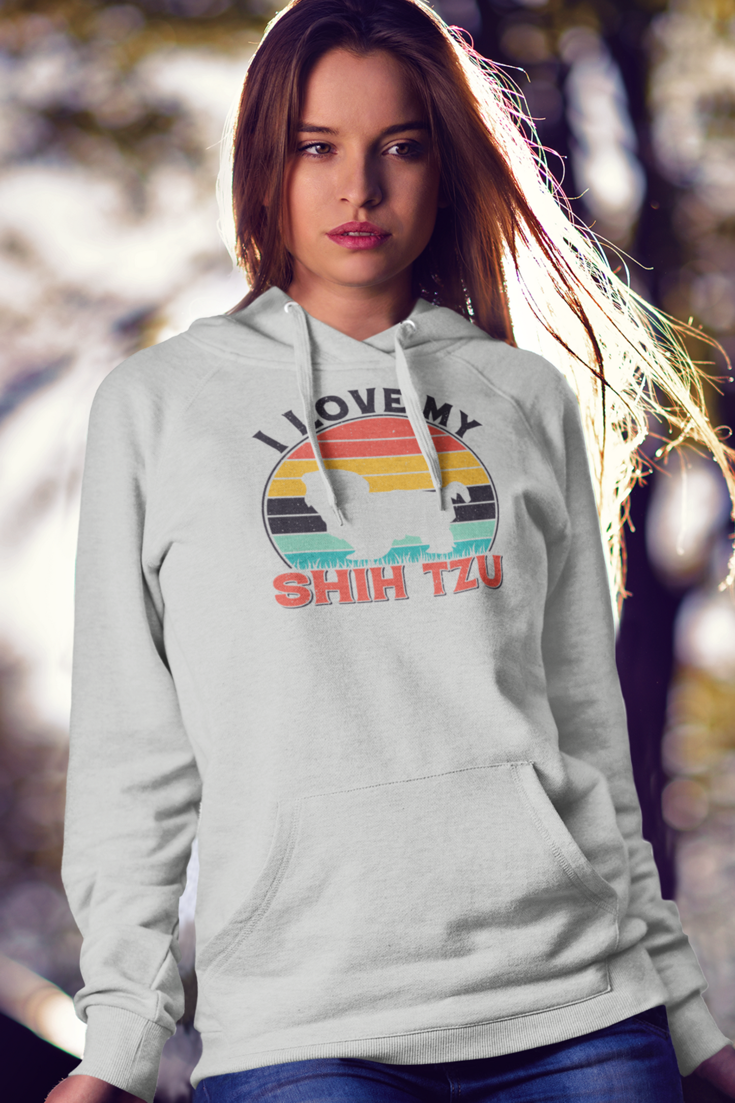 I Love My Shih Tzu With Rainbow Hooded Sweatshirt