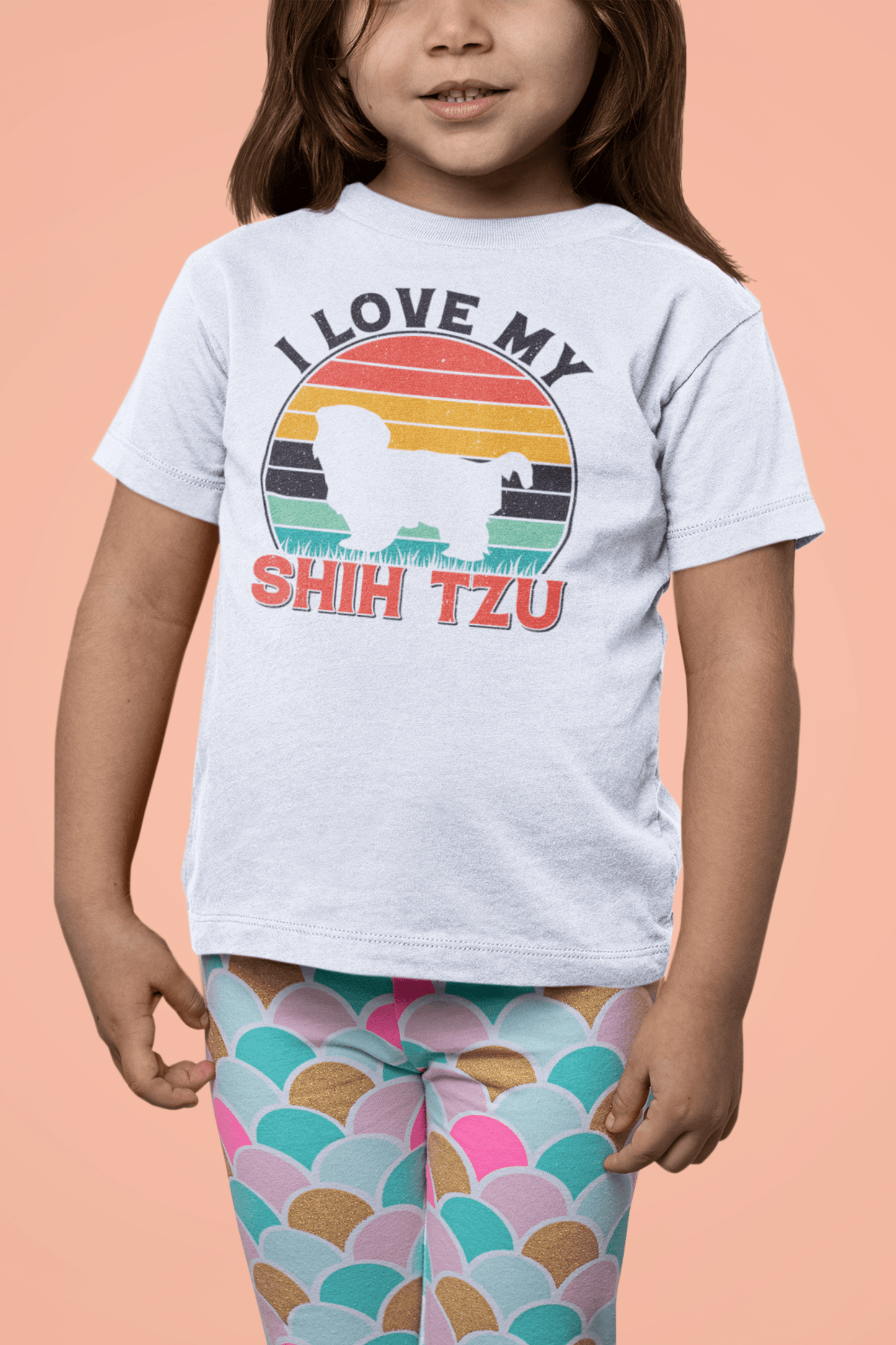 I Love My Shih Tzu With Rainbow Youth Short Sleeve Tee - Shih Tzu Gifts