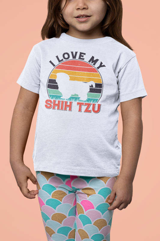 I Love My Shih Tzu With Rainbow Youth Short Sleeve Tee