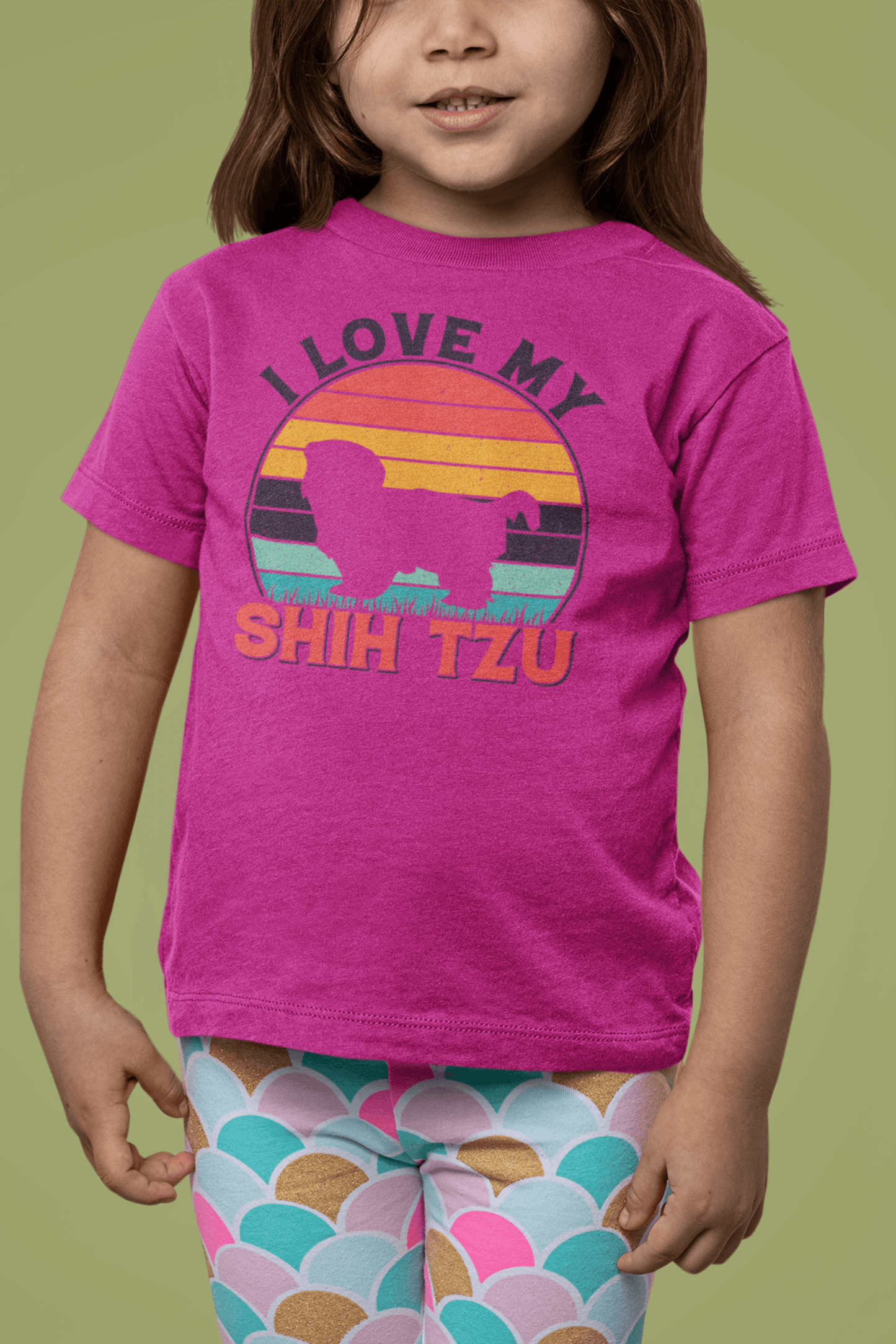 I Love My Shih Tzu With Rainbow Youth Short Sleeve Tee - Shih Tzu Gifts