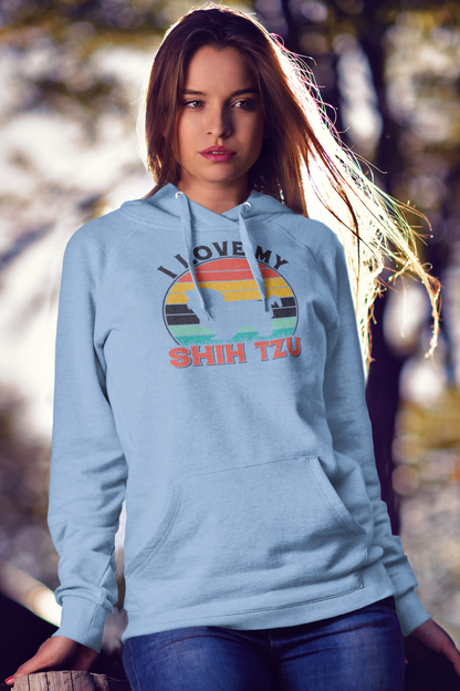 I Love My Shih Tzu With Rainbow Hooded Sweatshirt