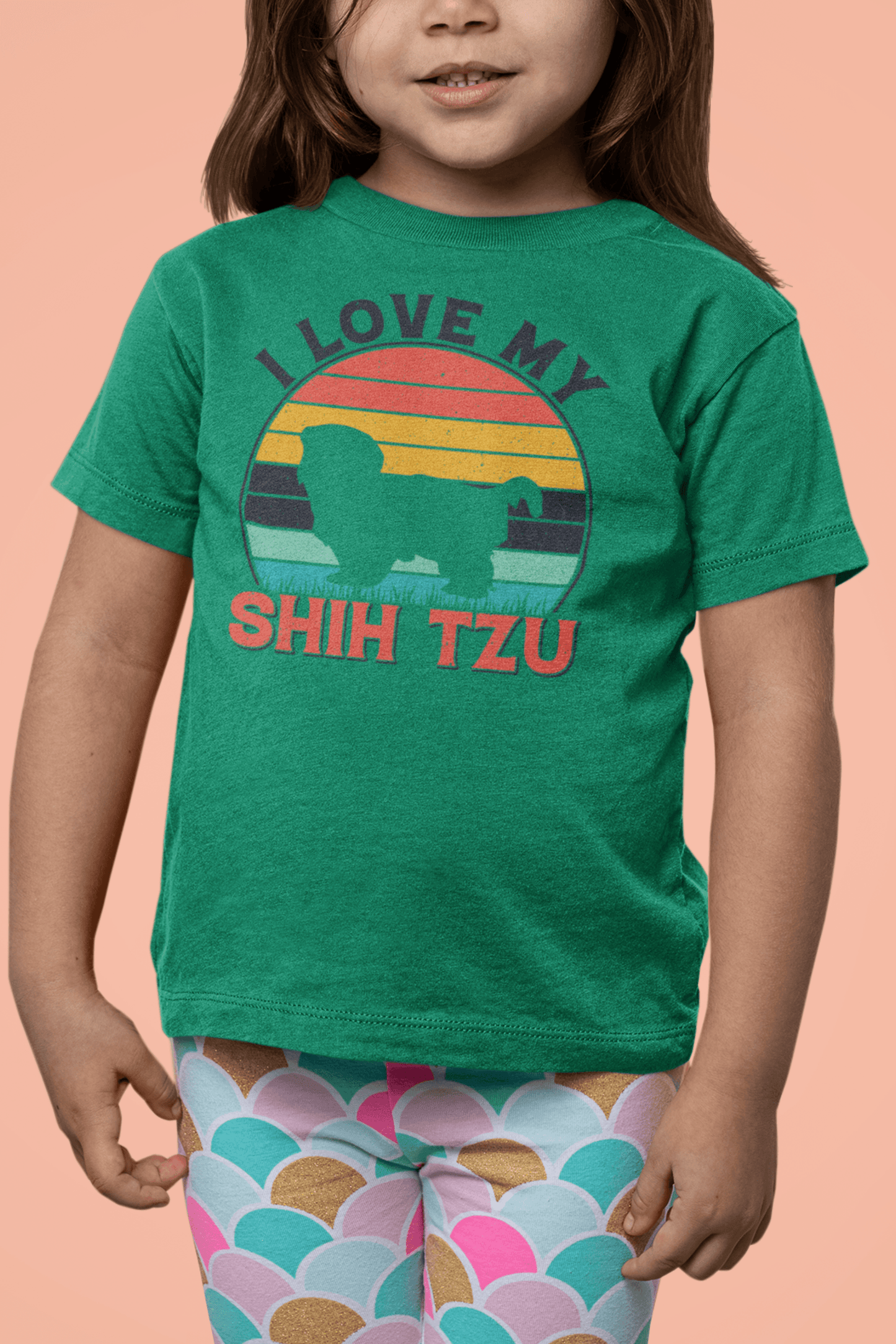 I Love My Shih Tzu With Rainbow Youth Short Sleeve Tee - Shih Tzu Gifts