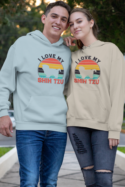 I Love My Shih Tzu With Rainbow Hooded Sweatshirt