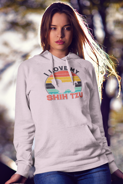 I Love My Shih Tzu With Rainbow Hooded Sweatshirt