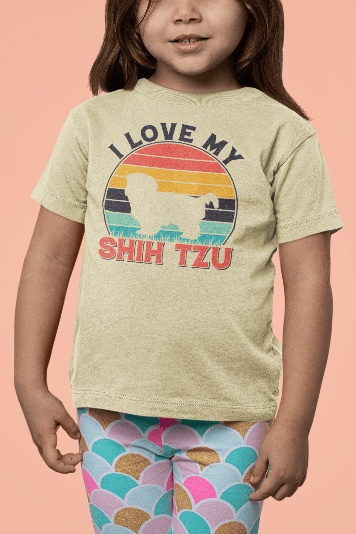 I Love My Shih Tzu With Rainbow Youth Short Sleeve Tee - Shih Tzu Gifts