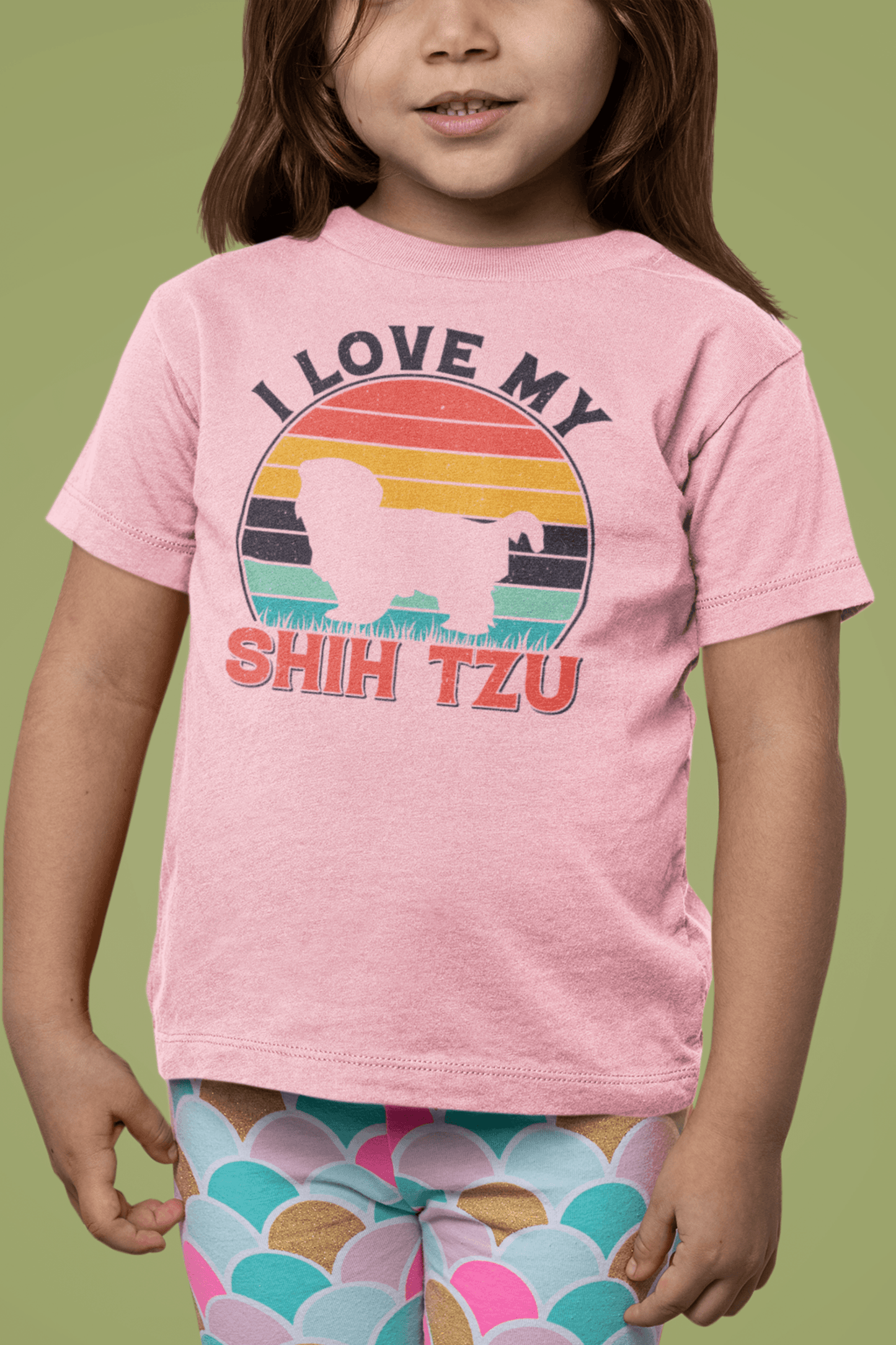 I Love My Shih Tzu With Rainbow Youth Short Sleeve Tee - Shih Tzu Gifts