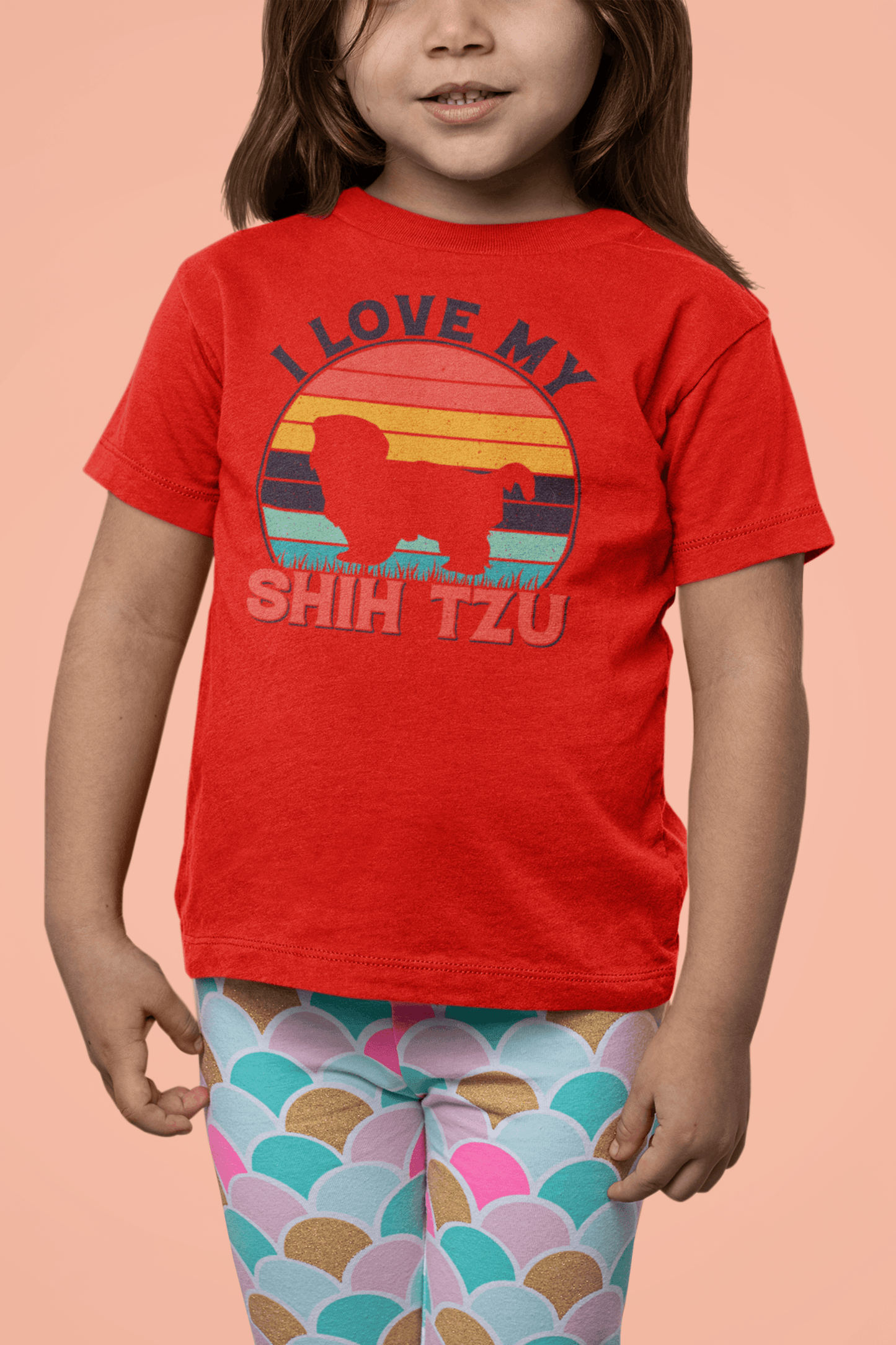 I Love My Shih Tzu With Rainbow Youth Short Sleeve Tee - Shih Tzu Gifts