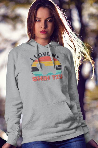 I Love My Shih Tzu With Rainbow Hooded Sweatshirt