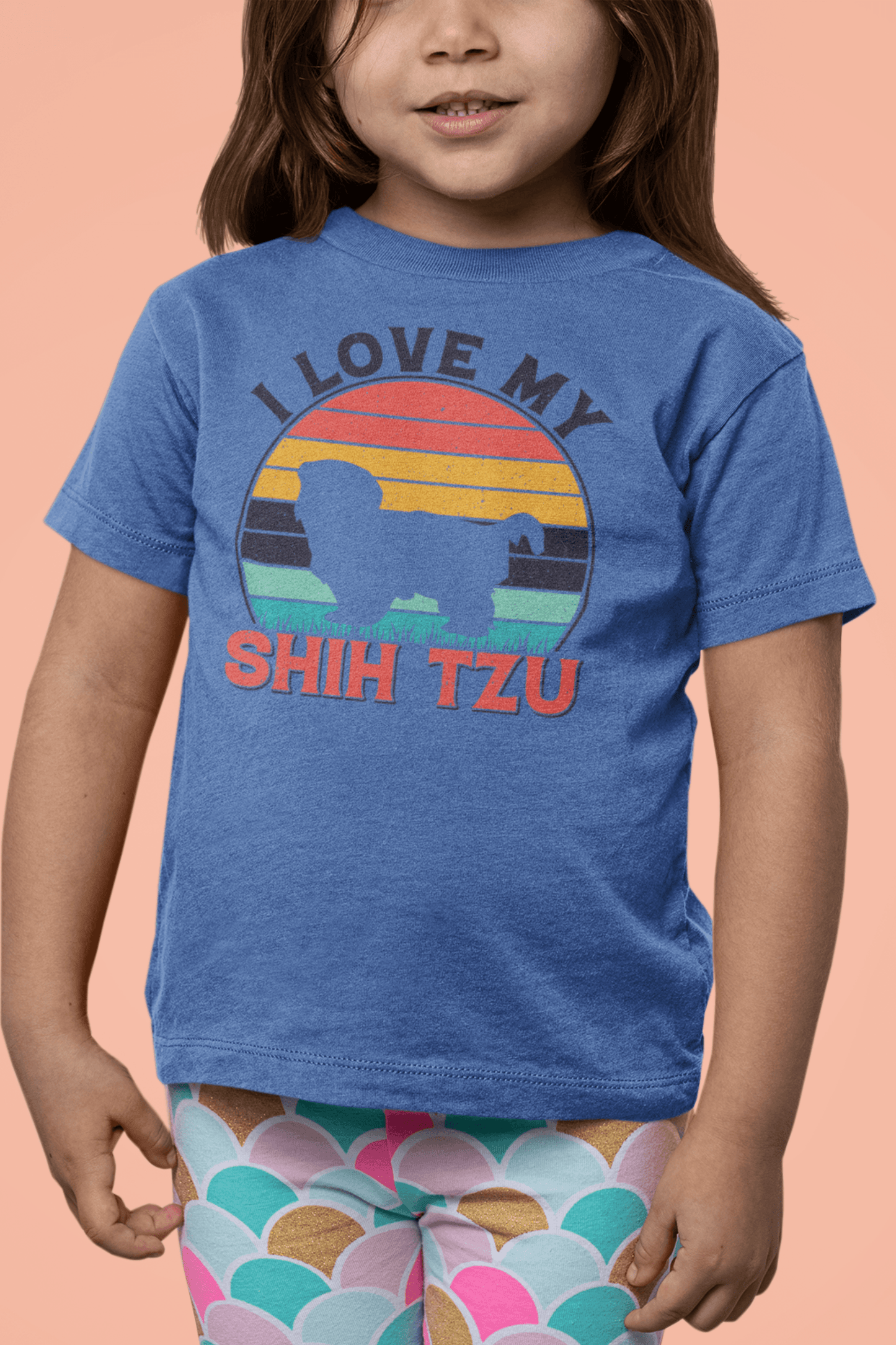 I Love My Shih Tzu With Rainbow Youth Short Sleeve Tee - Shih Tzu Gifts