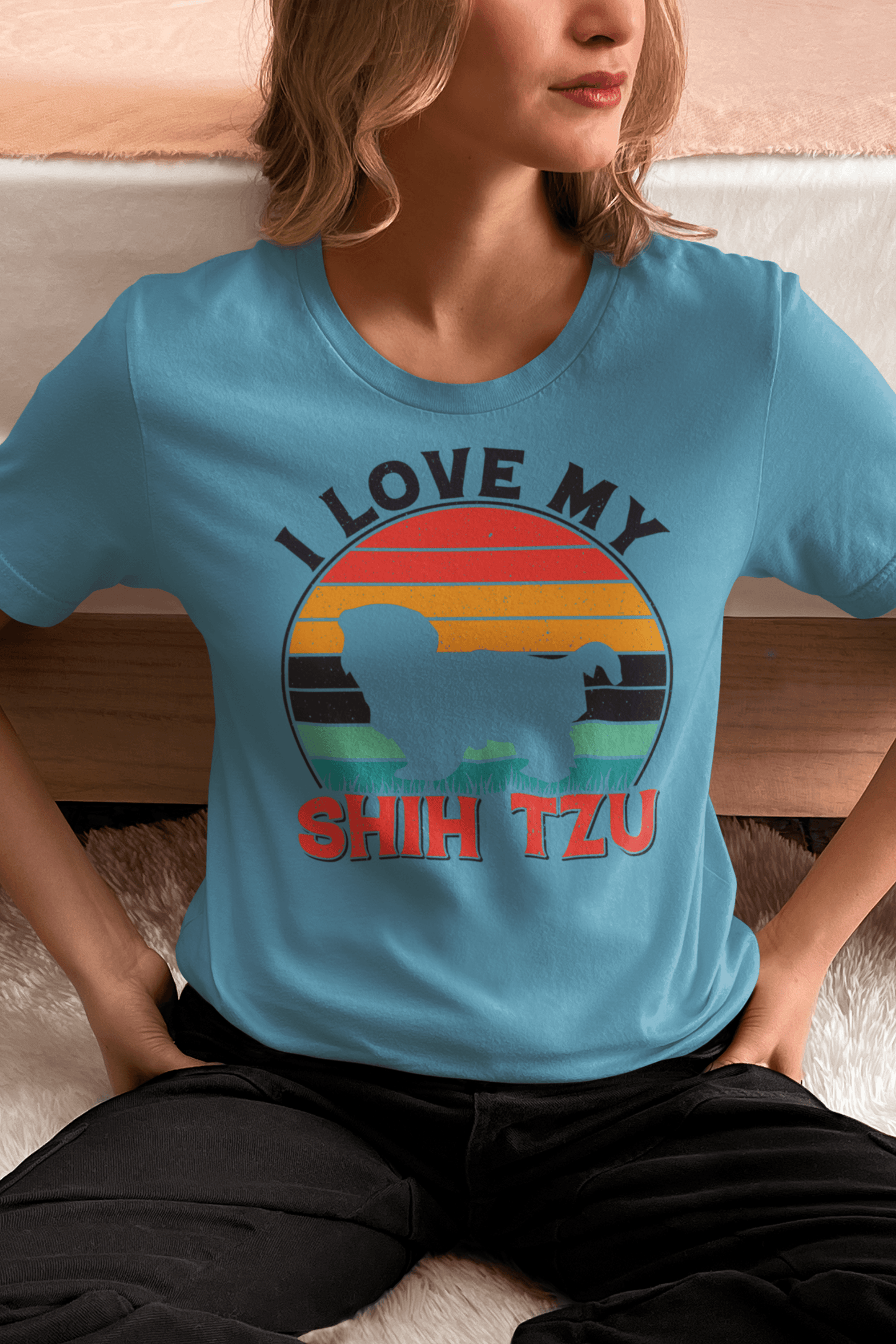 I Love My Shih Tzu with Rainbow T-Shirt - Perfect for Shih Tzu Lovers - Shih Tzu Gifts