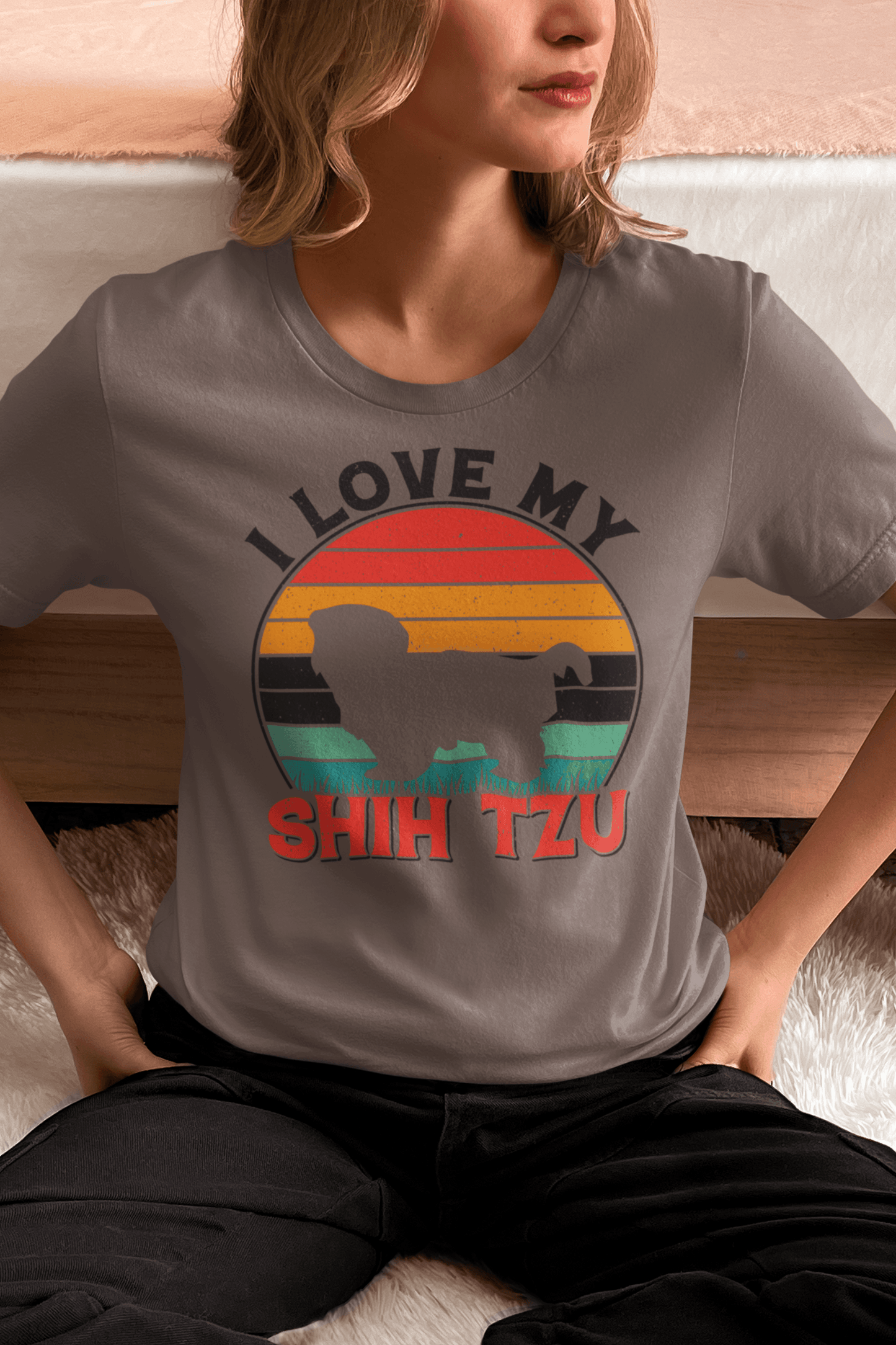 I Love My Shih Tzu with Rainbow T-Shirt - Perfect for Shih Tzu Lovers - Shih Tzu Gifts