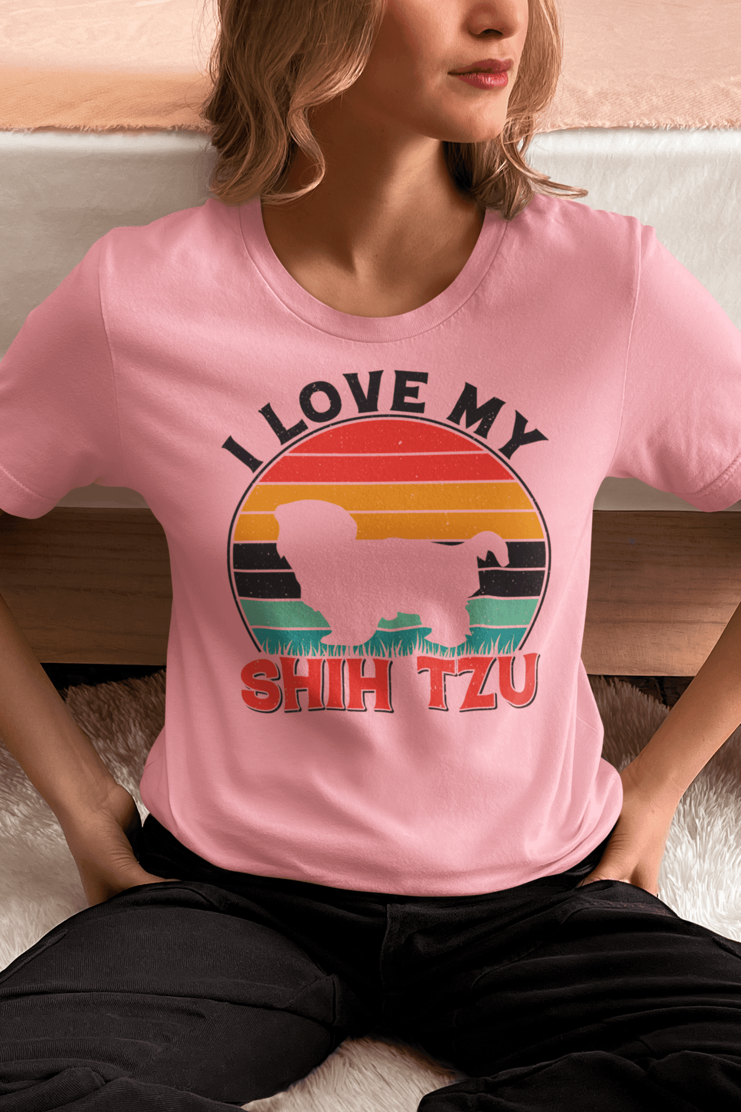 I Love My Shih Tzu with Rainbow T-Shirt - Perfect for Shih Tzu Lovers - Shih Tzu Gifts