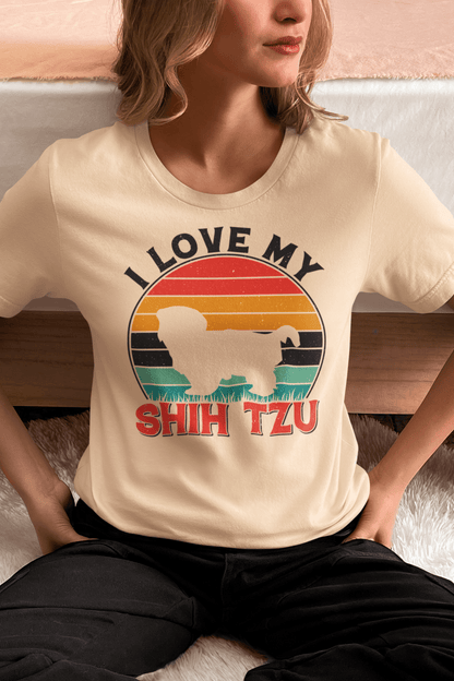 I Love My Shih Tzu with Rainbow T-Shirt - Perfect for Shih Tzu Lovers - Shih Tzu Gifts