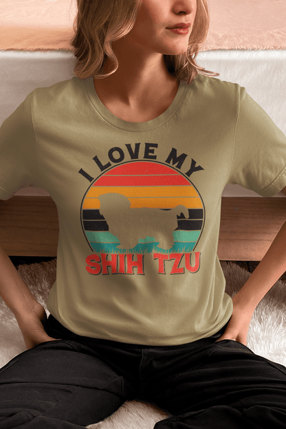 I Love My Shih Tzu with Rainbow T-Shirt - Perfect for Shih Tzu Lovers - Shih Tzu Gifts