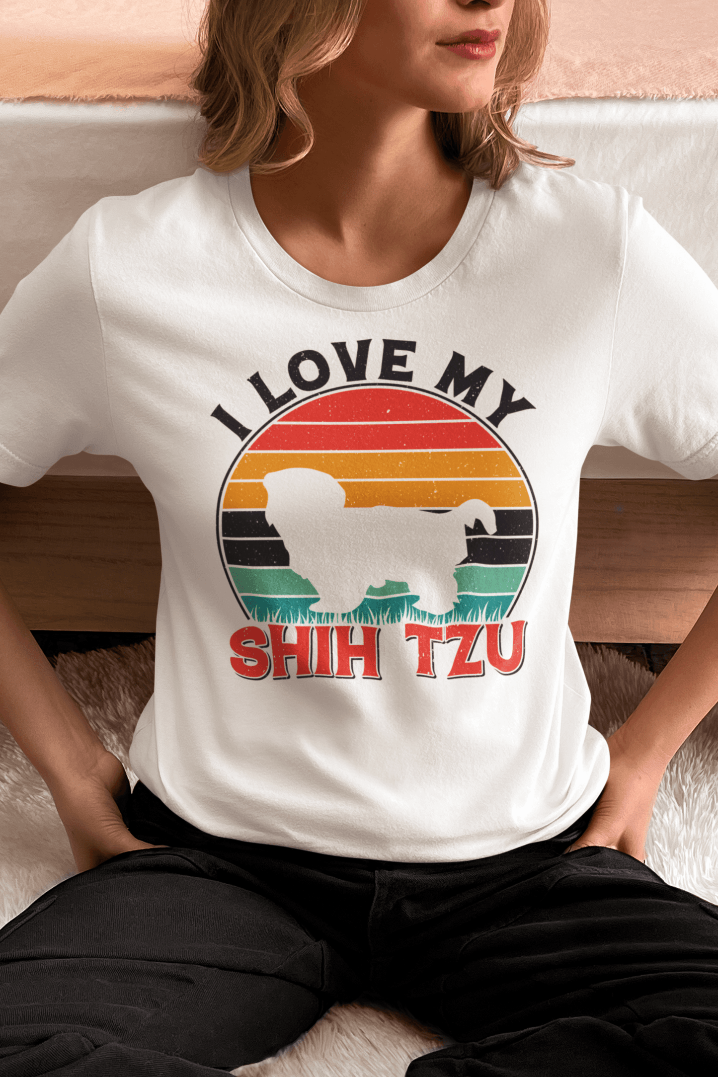 I Love My Shih Tzu with Rainbow T-Shirt - Perfect for Shih Tzu Lovers - Shih Tzu Gifts