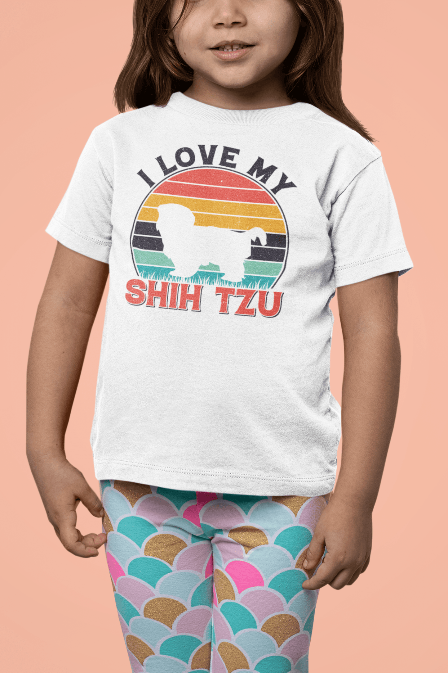 I Love My Shih Tzu With Rainbow Youth Short Sleeve Tee - Shih Tzu Gifts