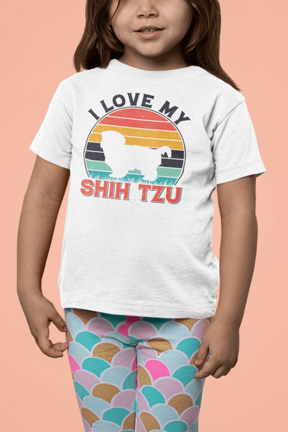 I Love My Shih Tzu With Rainbow Youth Short Sleeve Tee - Shih Tzu Gifts