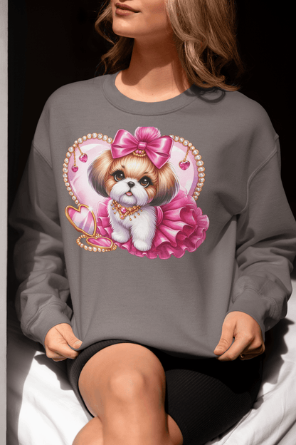 Pink Bow Shih Tzu Sweatshirt - Shih Tzu Gifts