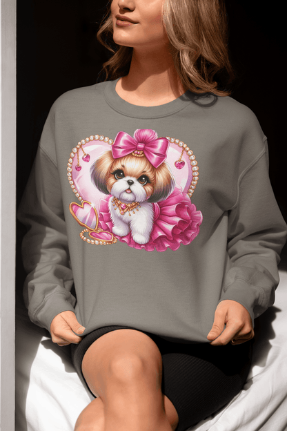 Pink Bow Shih Tzu Sweatshirt - Shih Tzu Gifts