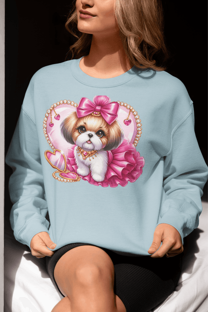 Pink Bow Shih Tzu Sweatshirt - Shih Tzu Gifts