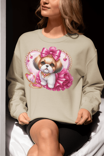 Pink Bow Shih Tzu Sweatshirt - Shih Tzu Gifts