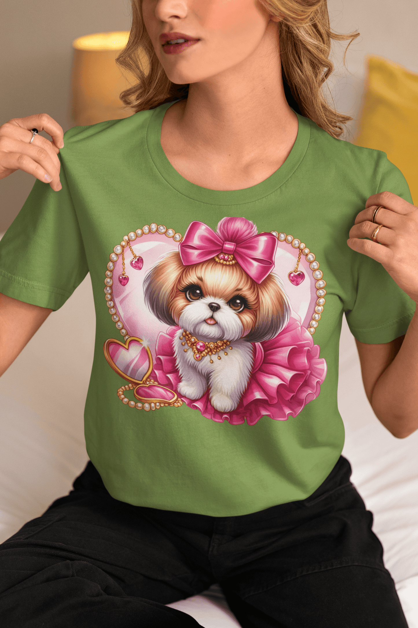 Adorable Pink Bow Shih Tzu T-Shirt - Perfect Gift for Dog Lovers and Owners - Shih Tzu Gifts