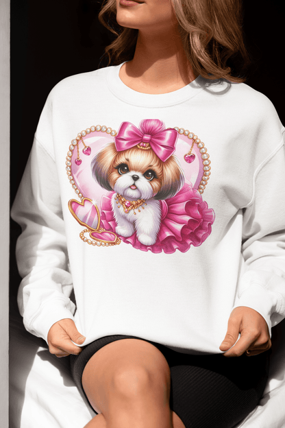 Pink Bow Shih Tzu Sweatshirt - Shih Tzu Gifts