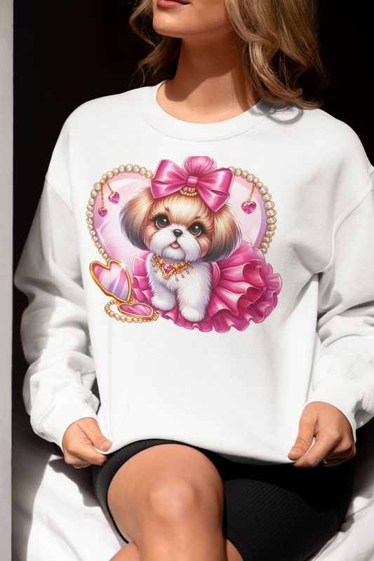 Pink Bow Shih Tzu Sweatshirt