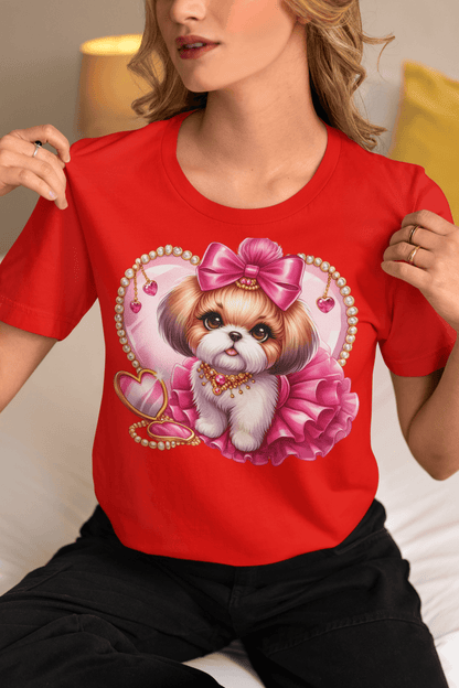 Adorable Pink Bow Shih Tzu T-Shirt - Perfect Gift for Dog Lovers and Owners - Shih Tzu Gifts