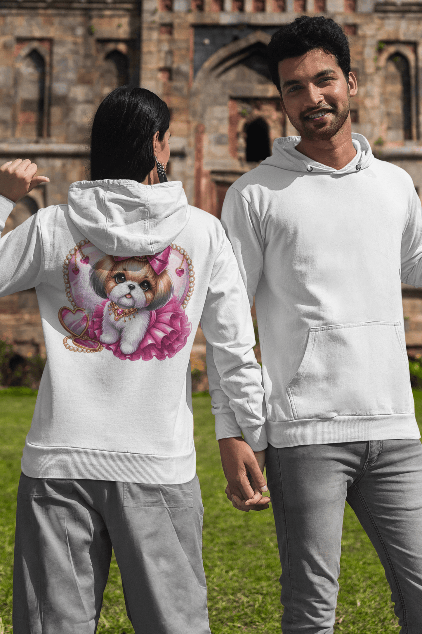 Pink Bow Shih Tzu Hooded Sweatshirt - Shih Tzu Gifts