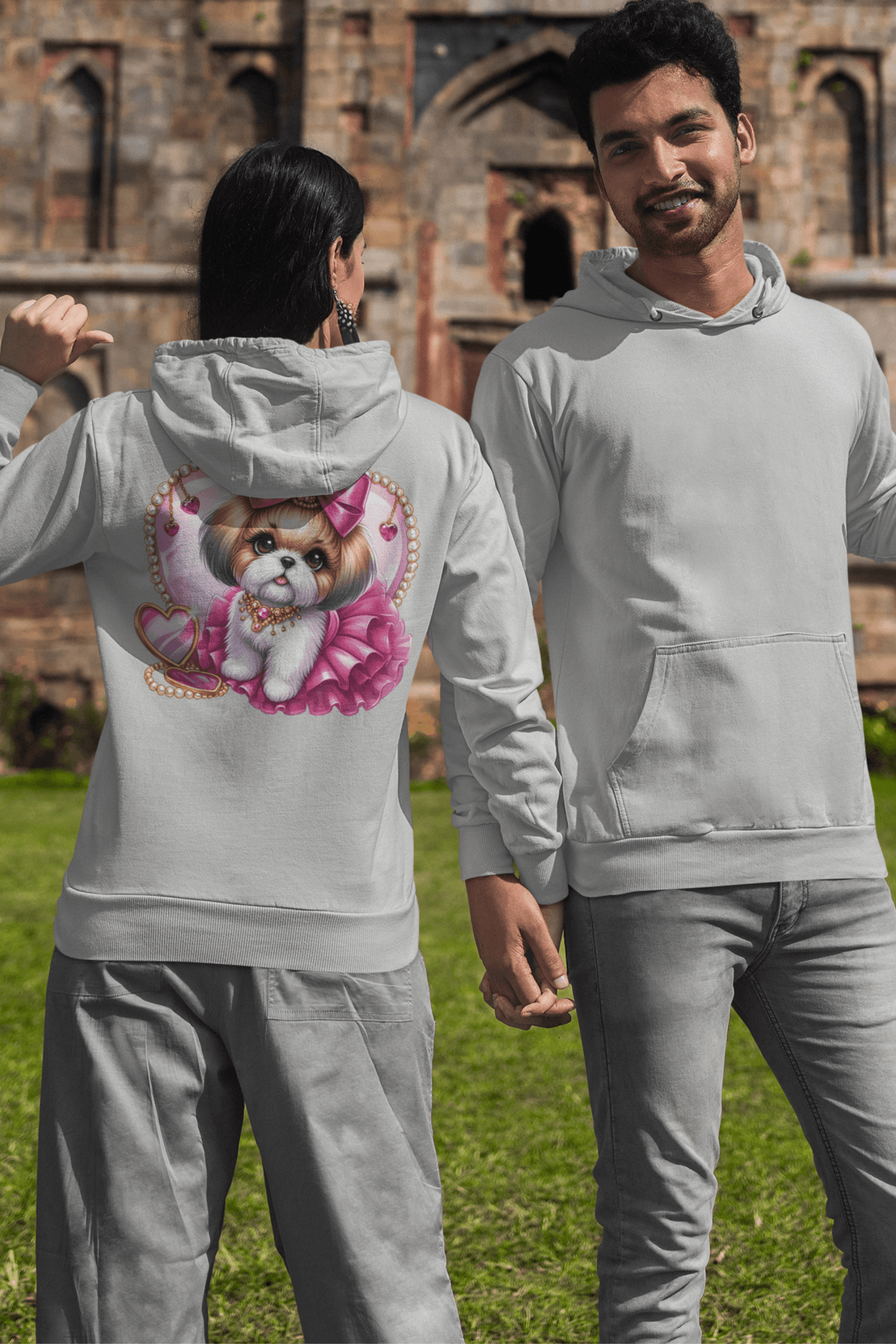 Pink Bow Shih Tzu Hooded Sweatshirt - Shih Tzu Gifts