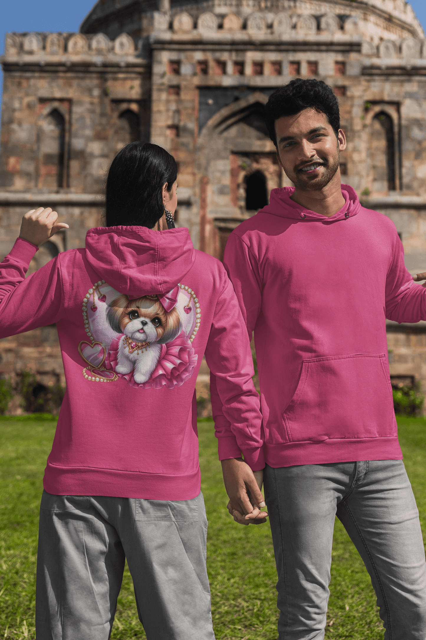 Pink Bow Shih Tzu Hooded Sweatshirt - Shih Tzu Gifts