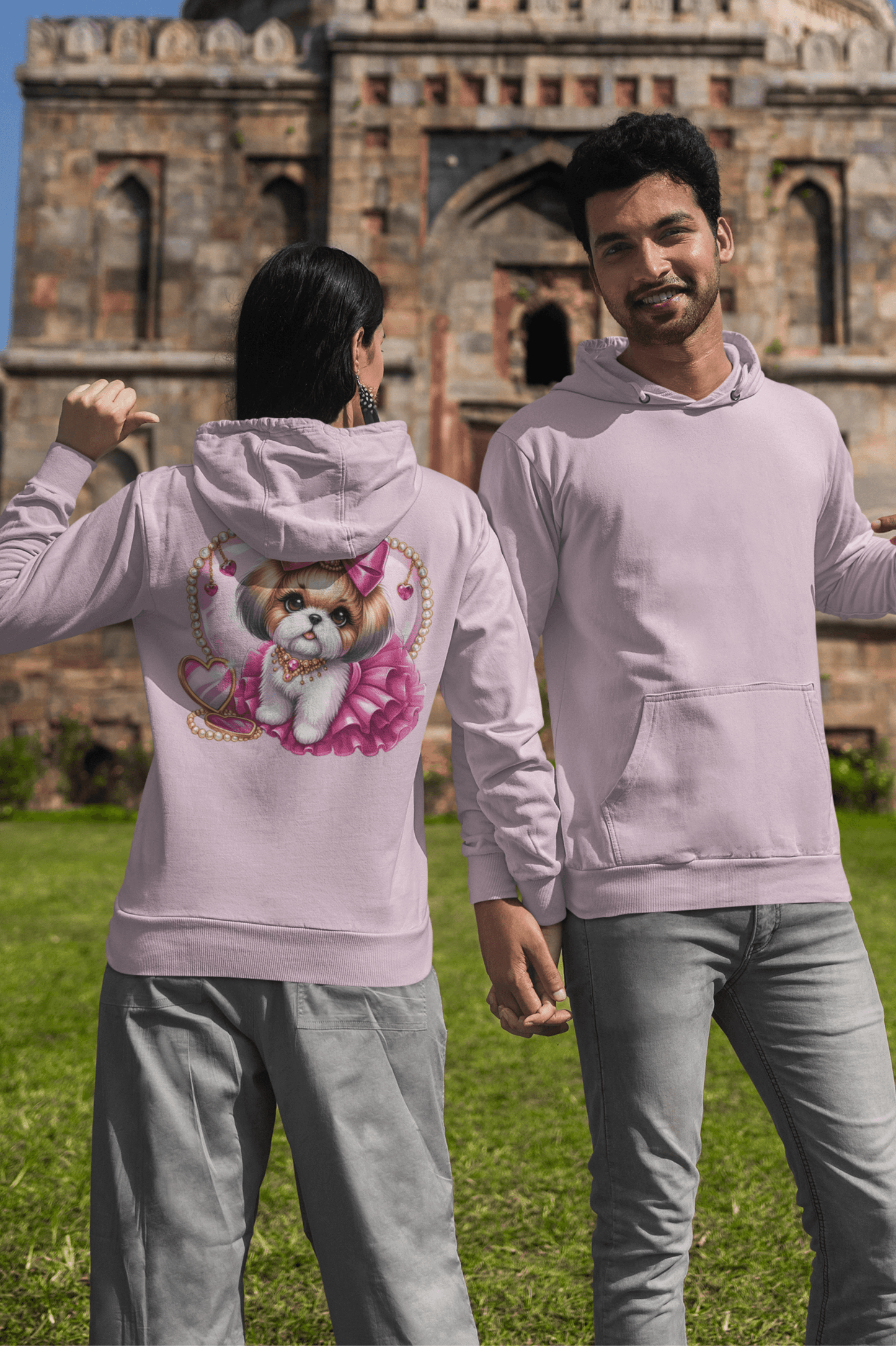 Pink Bow Shih Tzu Hooded Sweatshirt - Shih Tzu Gifts