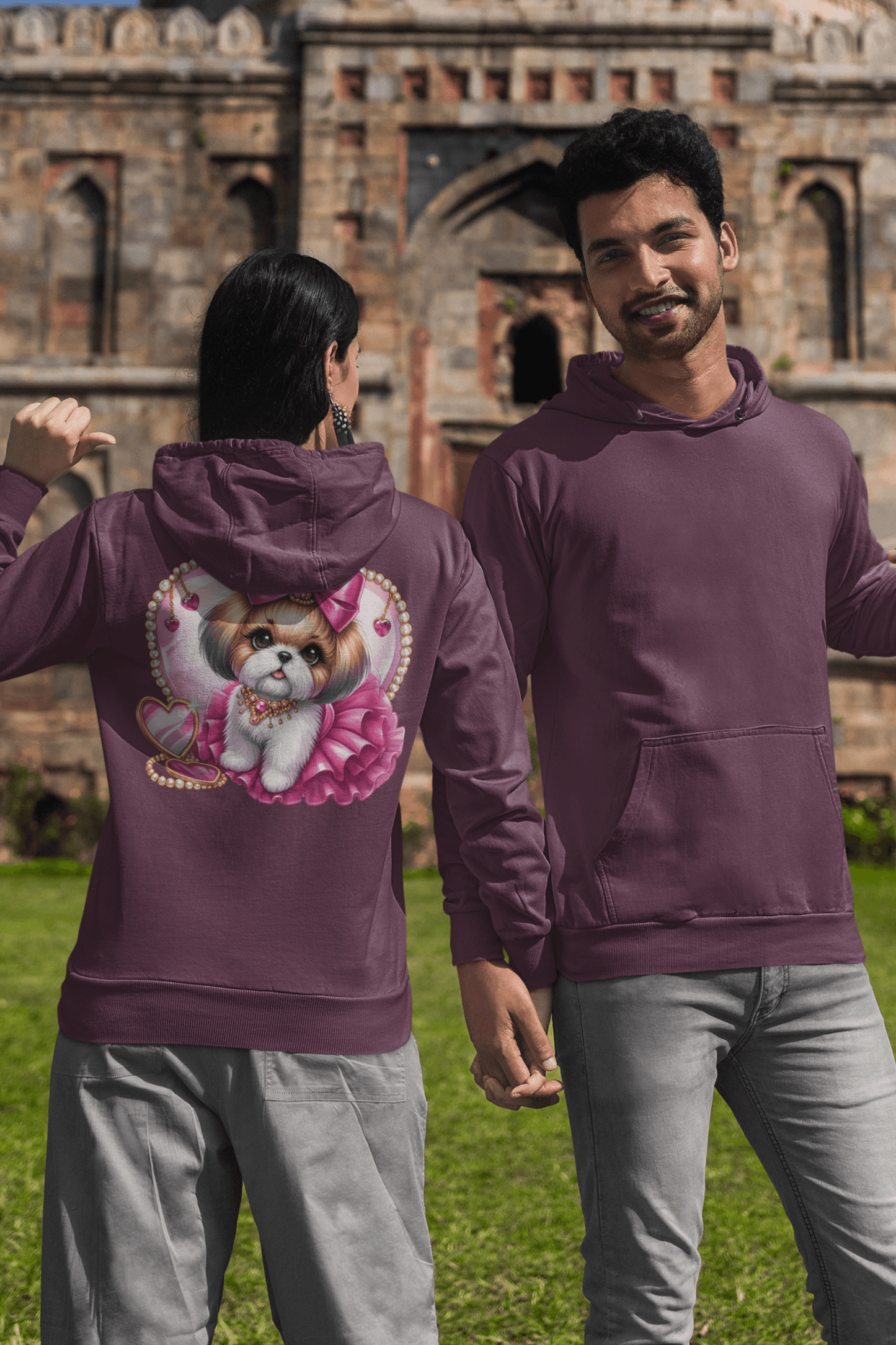 Pink Bow Shih Tzu Hooded Sweatshirt - Shih Tzu Gifts